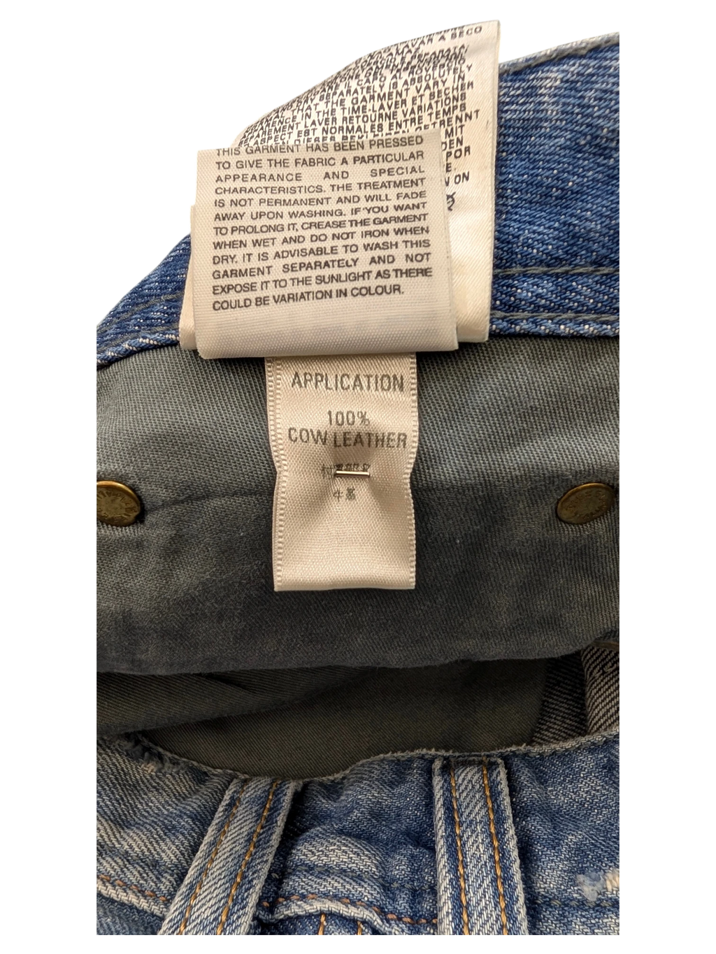 JAKE & IPI Diesel Viker jeans with 100% cow leather application detail. Blue denim.