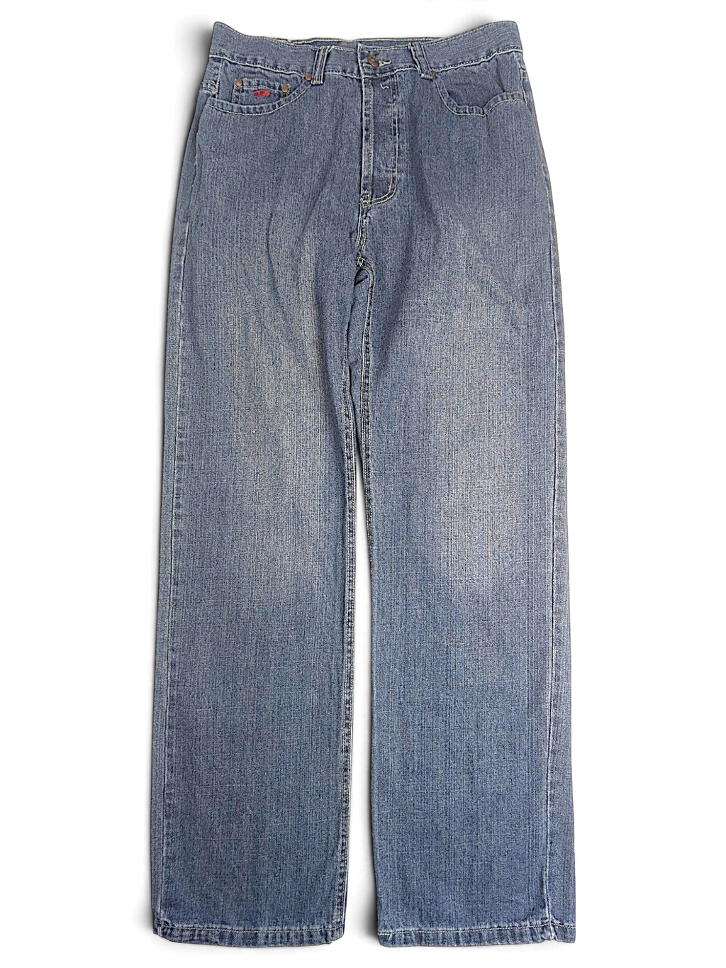 JAKE & IPI Diesel vintage blue denim jeans with a classic button fly and relaxed Y2K fit.