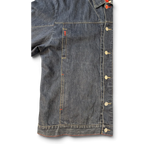 JAKE & IPI Ecko denim jacket in dark blue wash with contrast red stitching and silver buttons.