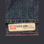JAKE & IPI Ecko denim jacket with embroidered logo patch and red stitching detail.