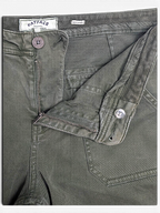 JAKE & IPI pre-owned FatFace olive green utility trousers featuring a button fly and patch pockets