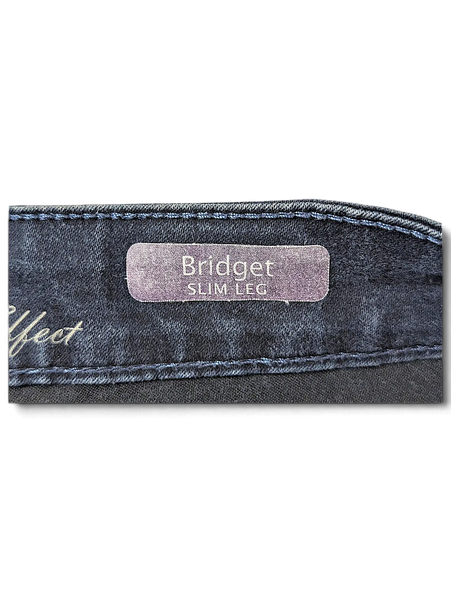 JAKE & IPI Gloria Vanderbilt Missy Bridget dark wash denim jeans waistband with slim leg label
