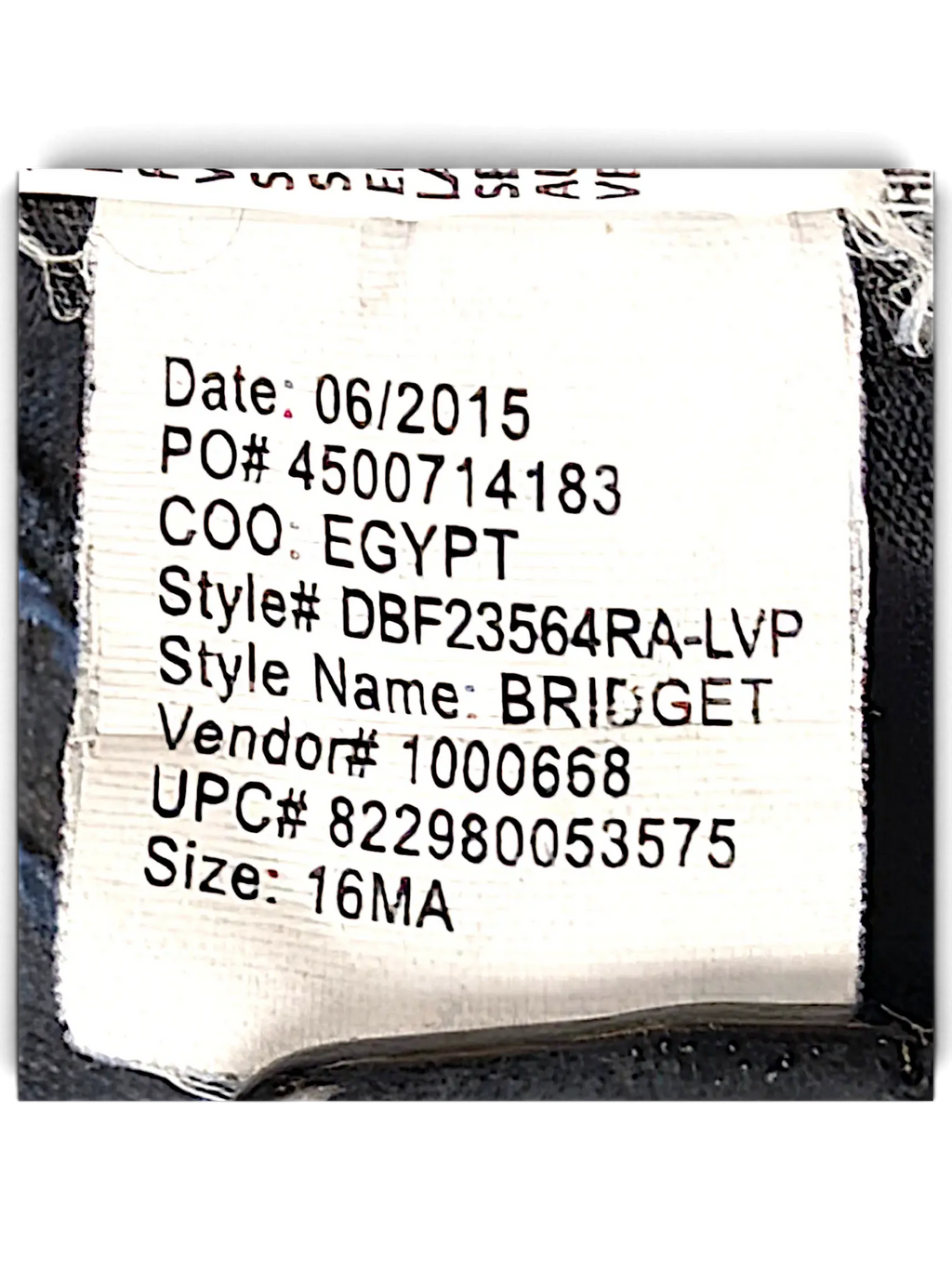JAKE & IPI Gloria Vanderbilt Bridget slim leg jeans care label showing size 16MA and manufacturing details