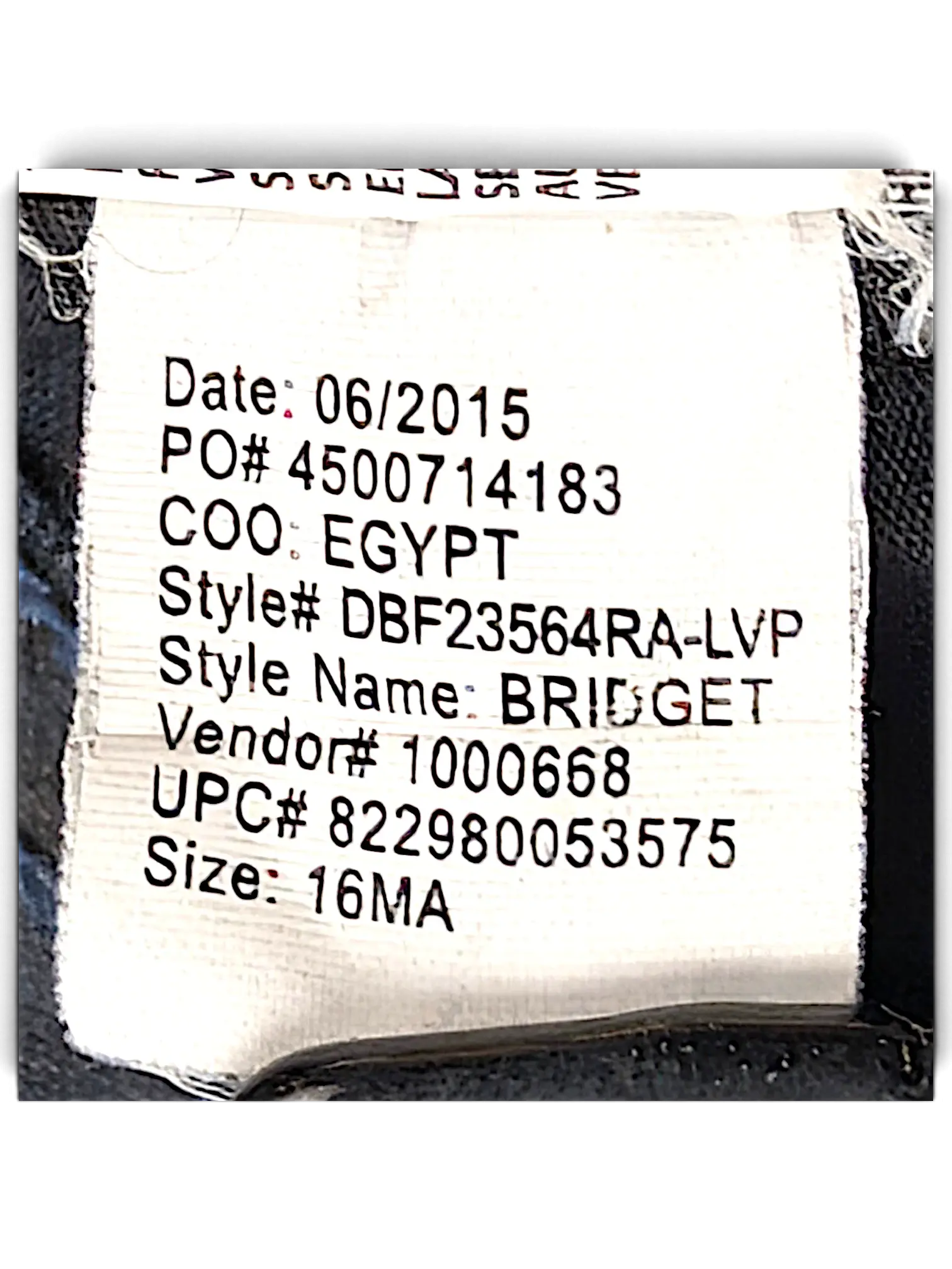 JAKE & IPI Gloria Vanderbilt Bridget slim leg jeans care label showing size 16MA and manufacturing details