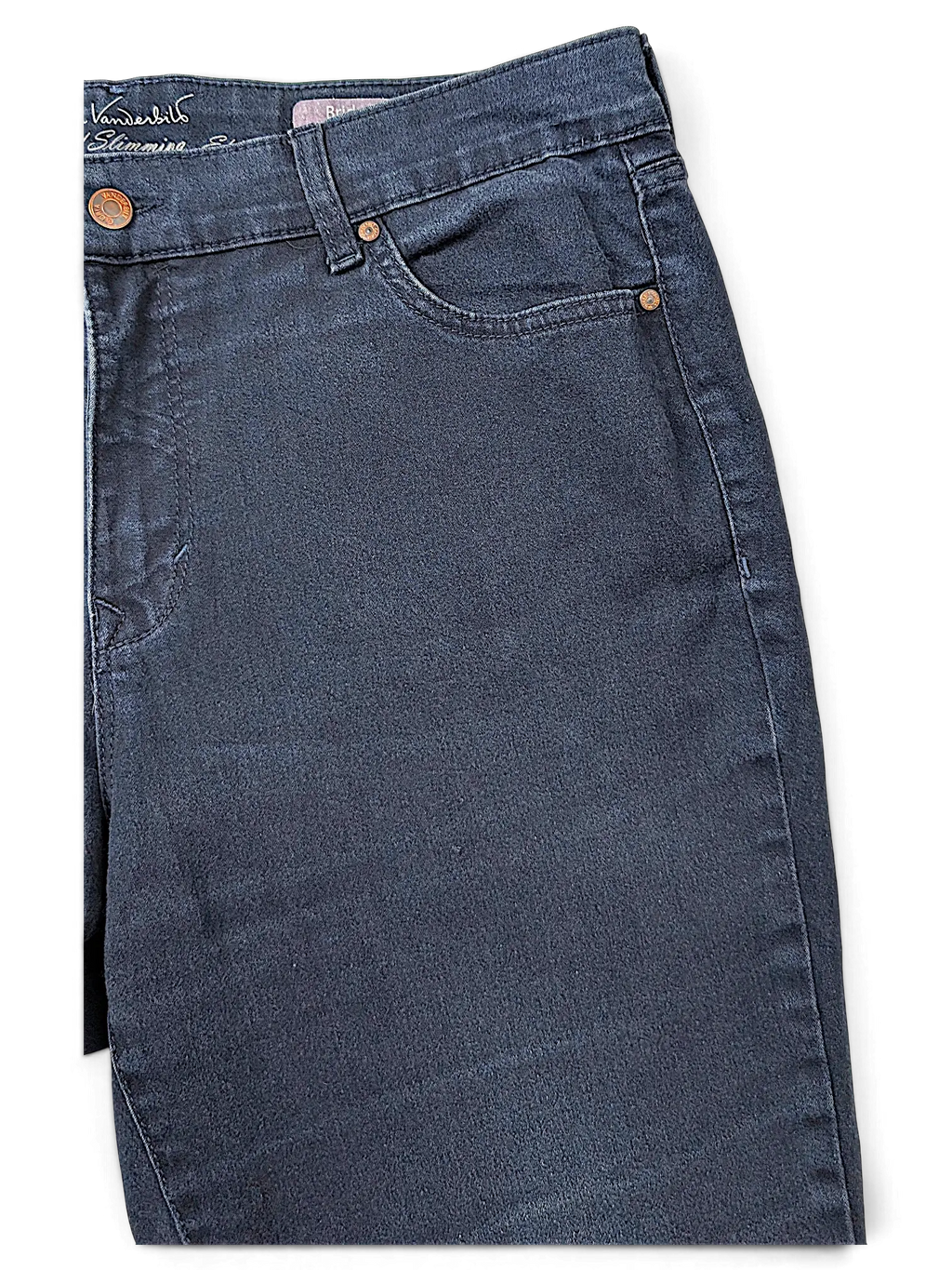 JAKE & IPI Gloria Vanderbilt Missy Bridget slim leg jeans in dark grey denim with classic five-pocket styling