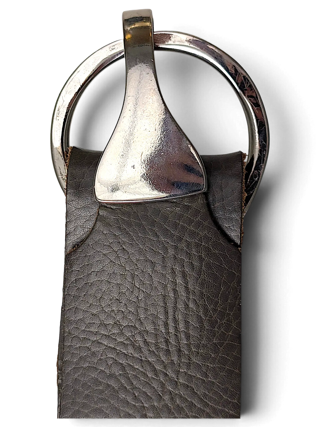 JAKE & IPI Street One grey leather belt featuring a polished silver circular buckle detail.