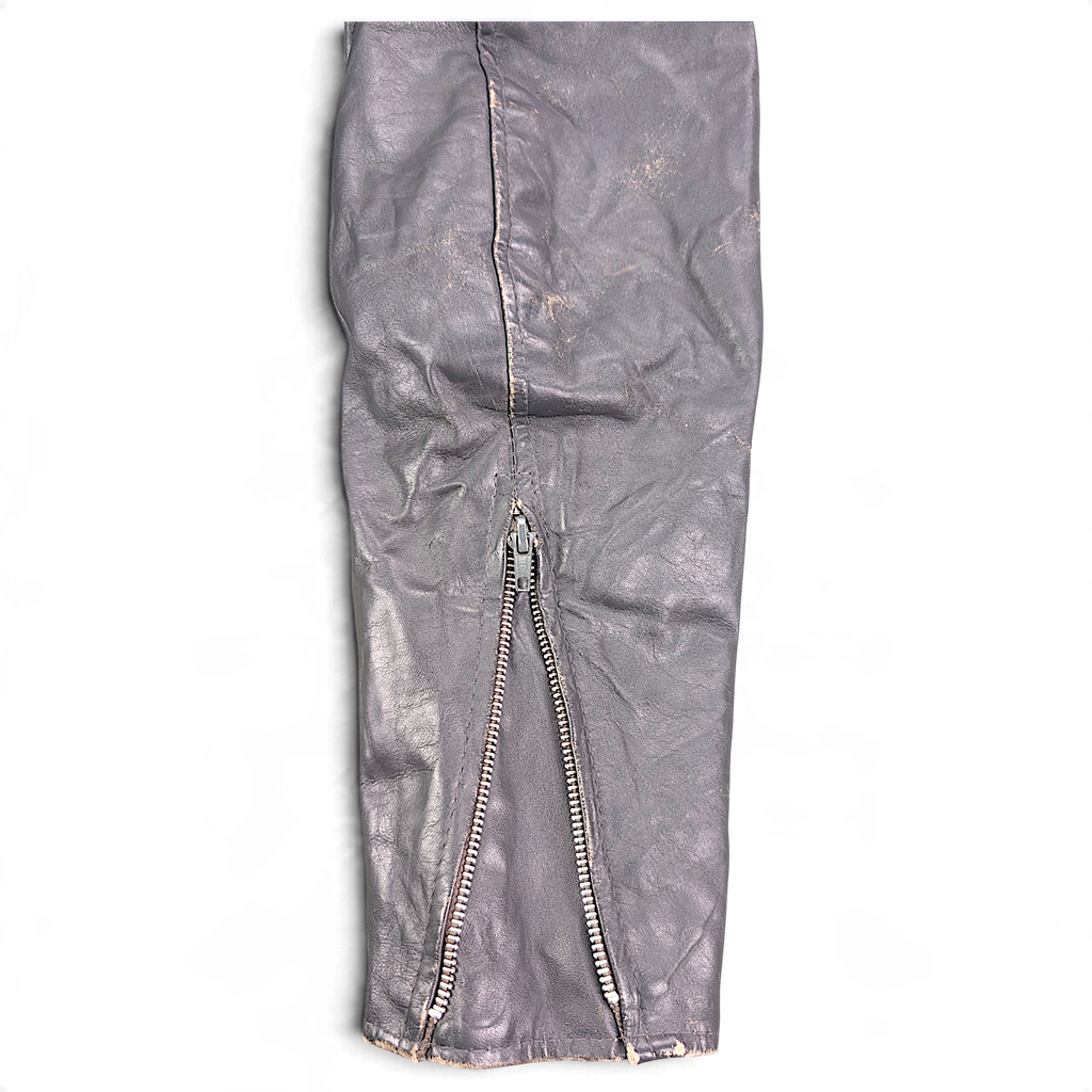 New Dimension Grey Genuine Leather Cafe Racer Jacket – 42 – cuff wear.