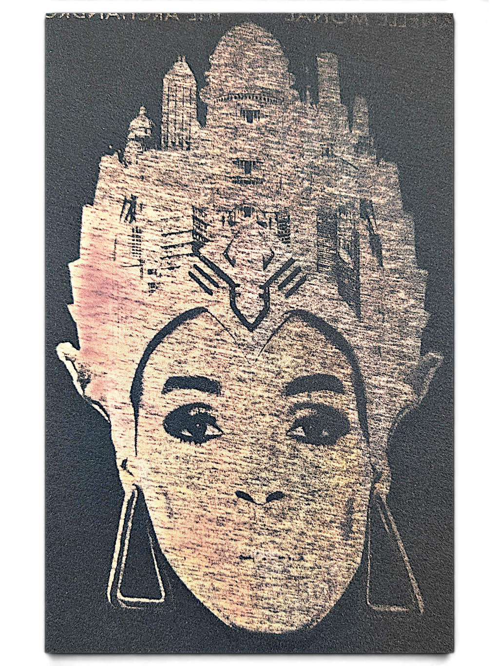 JAKE & IPI black cotton t-shirt featuring a distressed graphic print of Janelle Monáe as The ArchAndroid