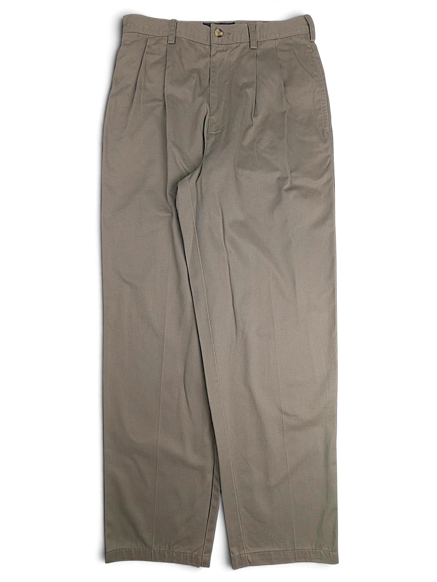 JAKE & IPI pre-owned Jeanswest light grey taupe cotton pleated trousers with a relaxed easy fit cut.
