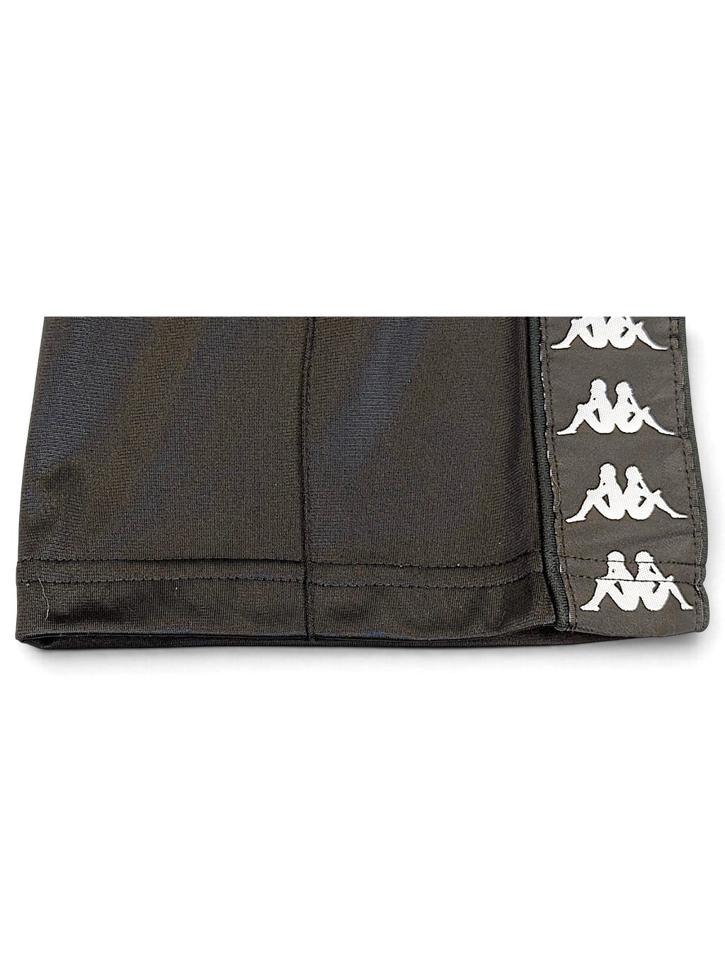 JAKE & IPI Kappa black track pants with white Omini logo tape detail along the leg hem