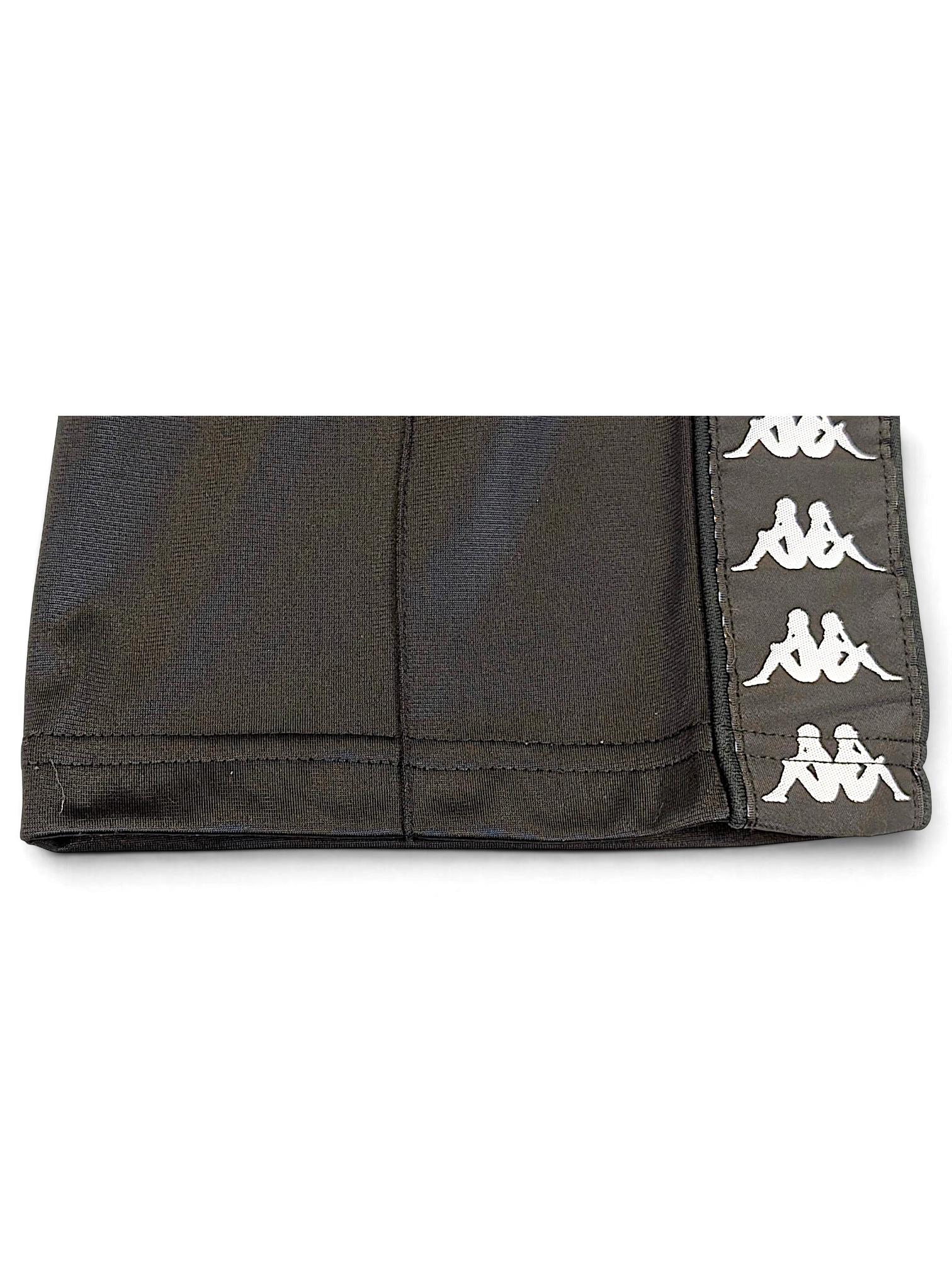 JAKE & IPI Kappa black track pants with white Omini logo tape detail along the leg hem