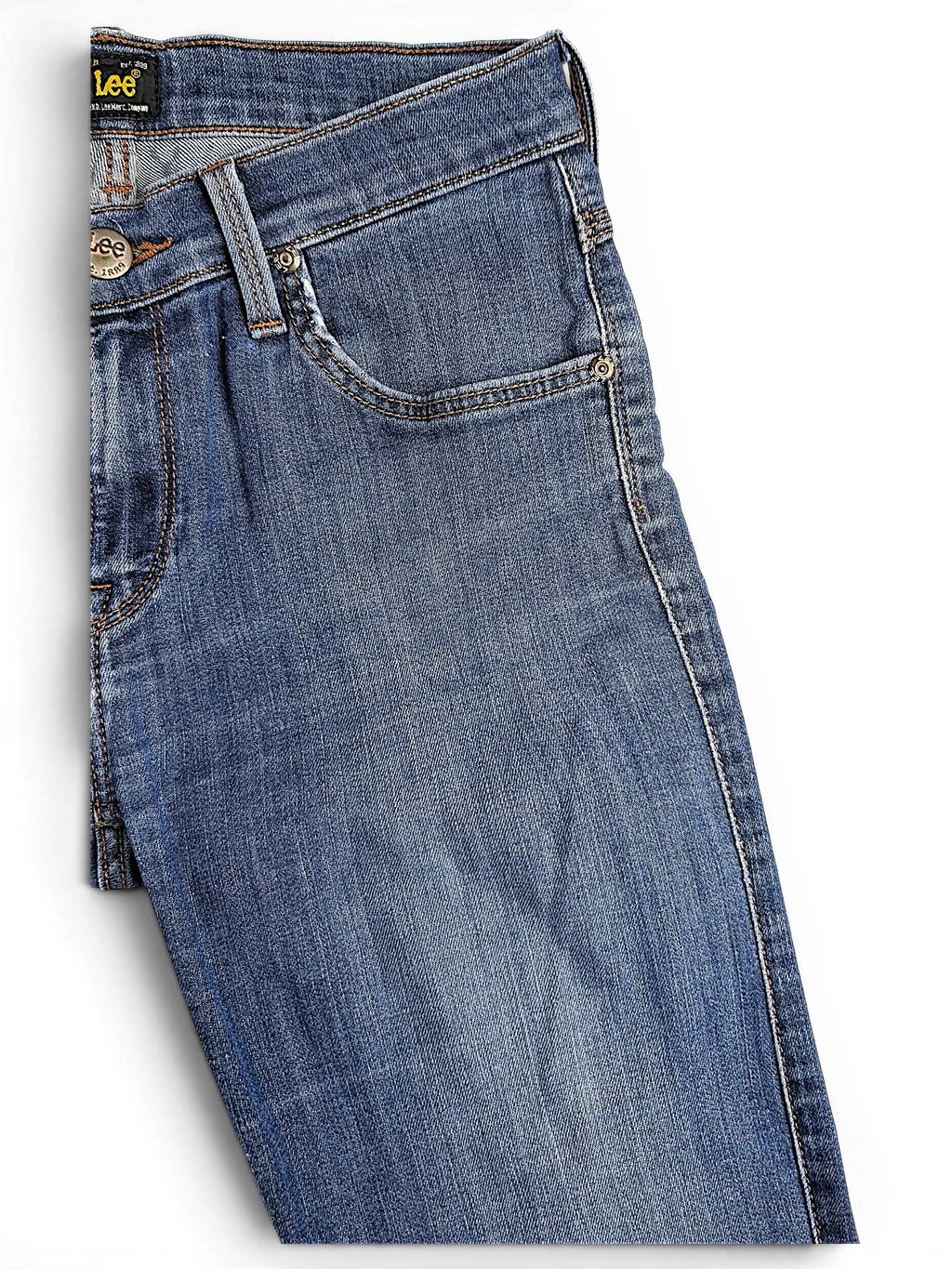 JAKE & IPI Lee Jade blue denim jeans with classic five-pocket styling and contrast stitching