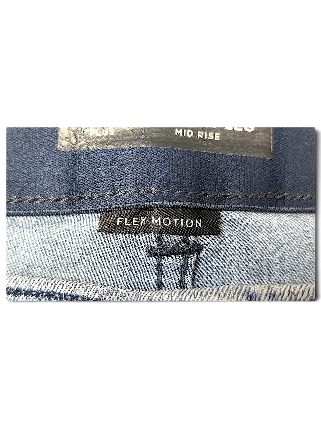 JAKE & IPI Lee Plus regular fit mid-rise jeans featuring a Flex Motion waistband label in light blue denim.