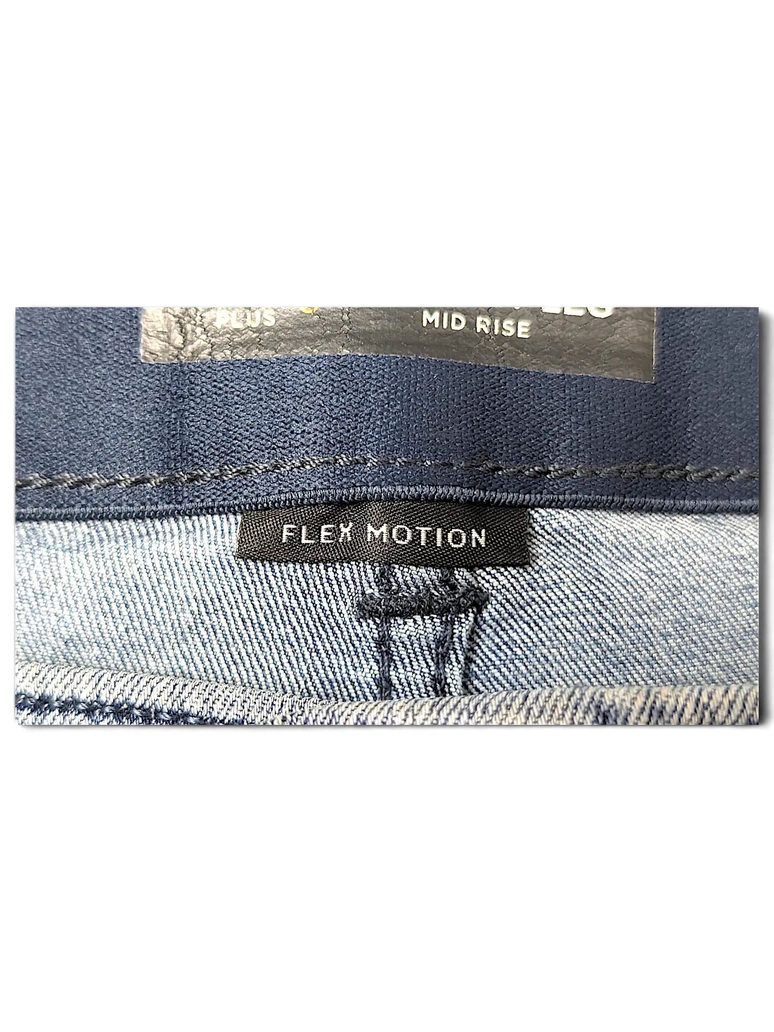JAKE & IPI Lee Plus regular fit mid-rise jeans featuring a Flex Motion waistband label in light blue denim.