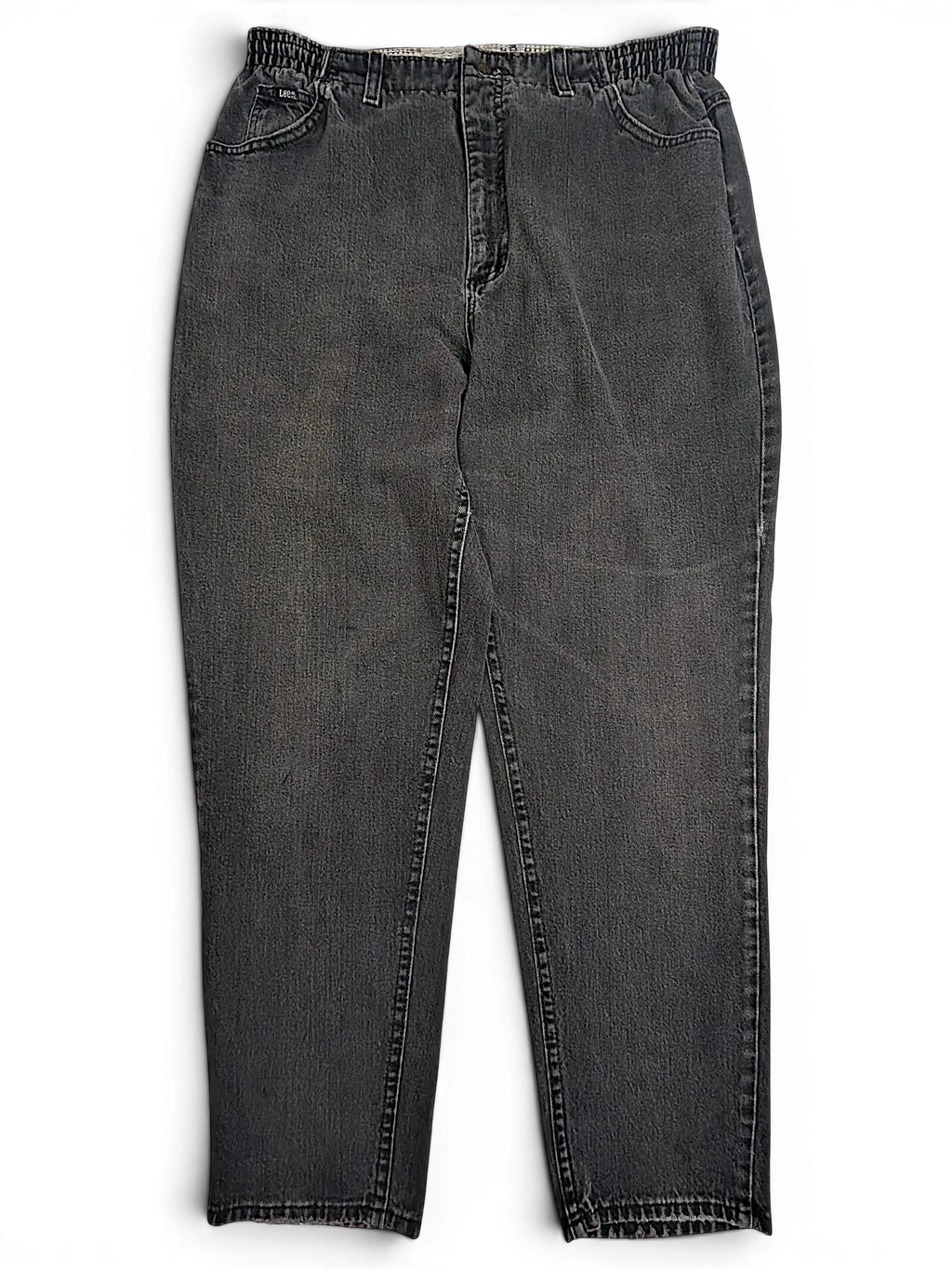 JAKE & IPI Lee stretch waist jeans in a faded black denim wash with a comfortable elasticated waistband