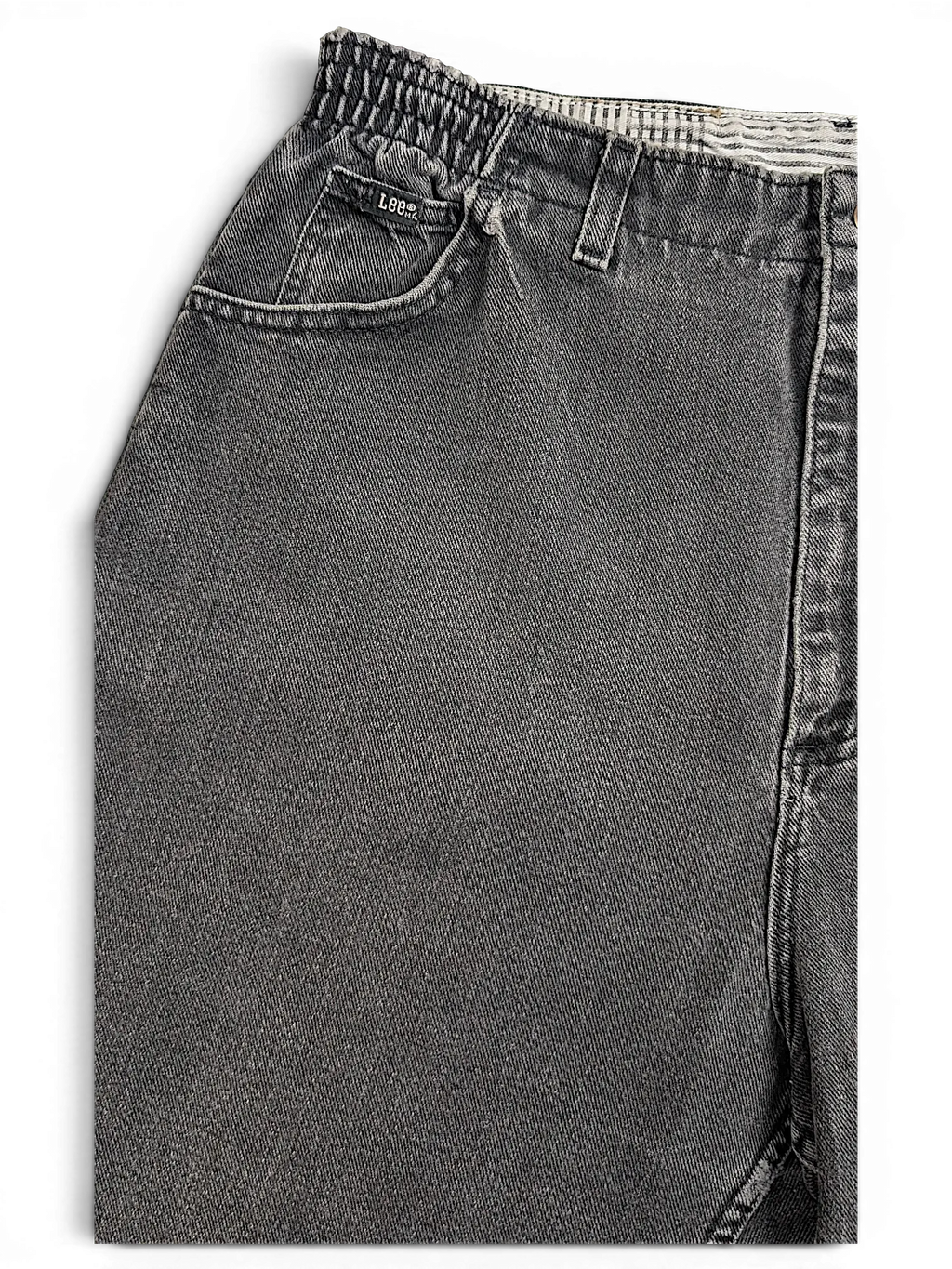 JAKE & IPI vintage Lee stretch waist jeans in washed black denim with a comfortable elasticated waistband.