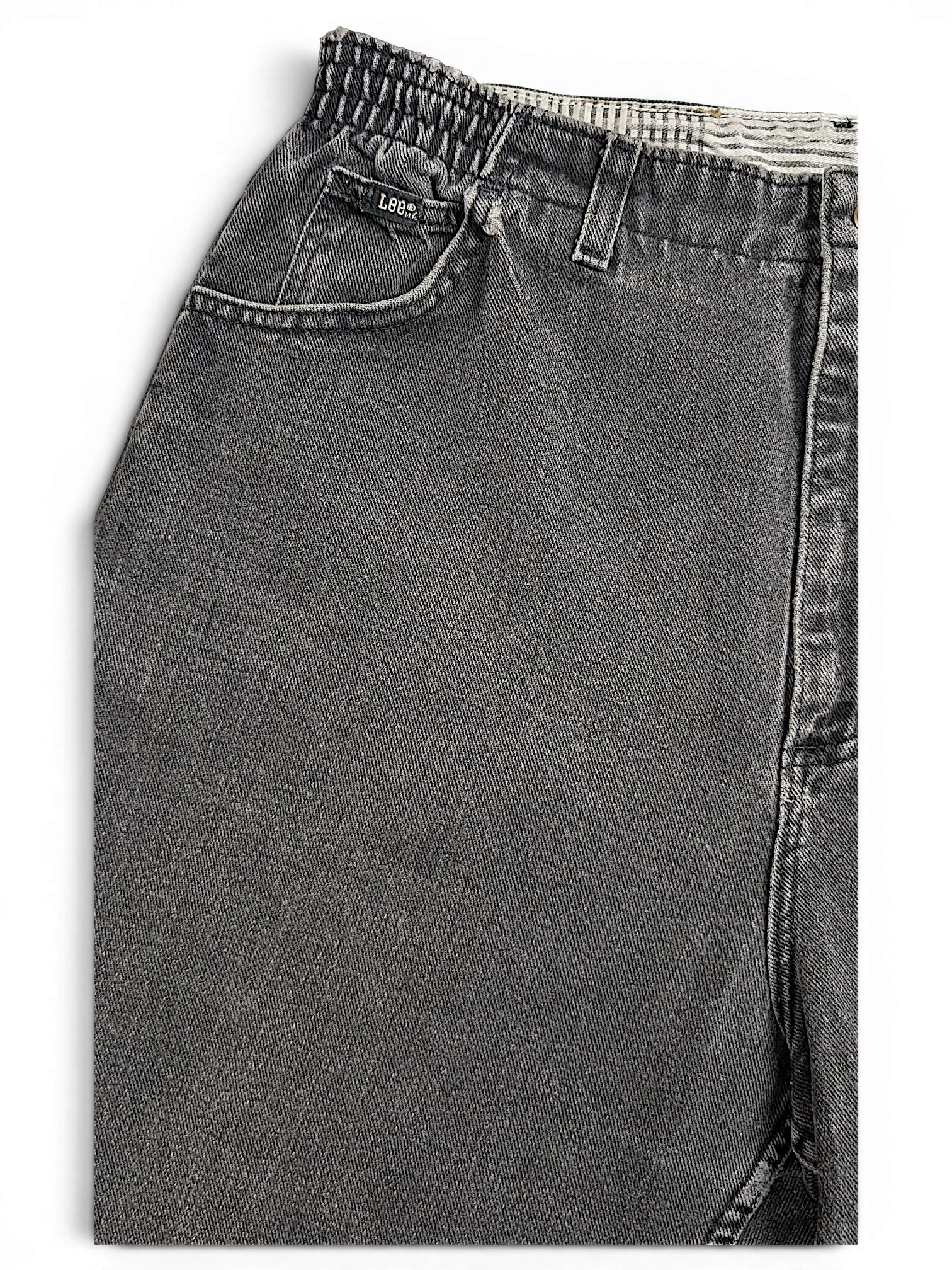 JAKE & IPI vintage Lee stretch waist jeans in washed black denim with a comfortable elasticated waistband.