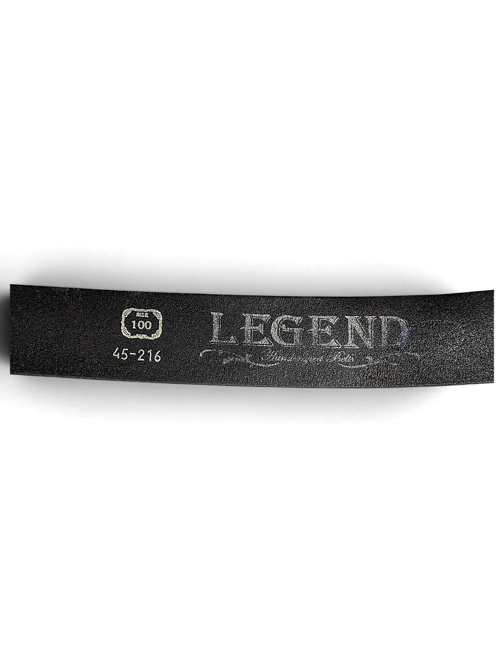 JAKE & IPI Legend black leather belt interior branding with size 100 stamp