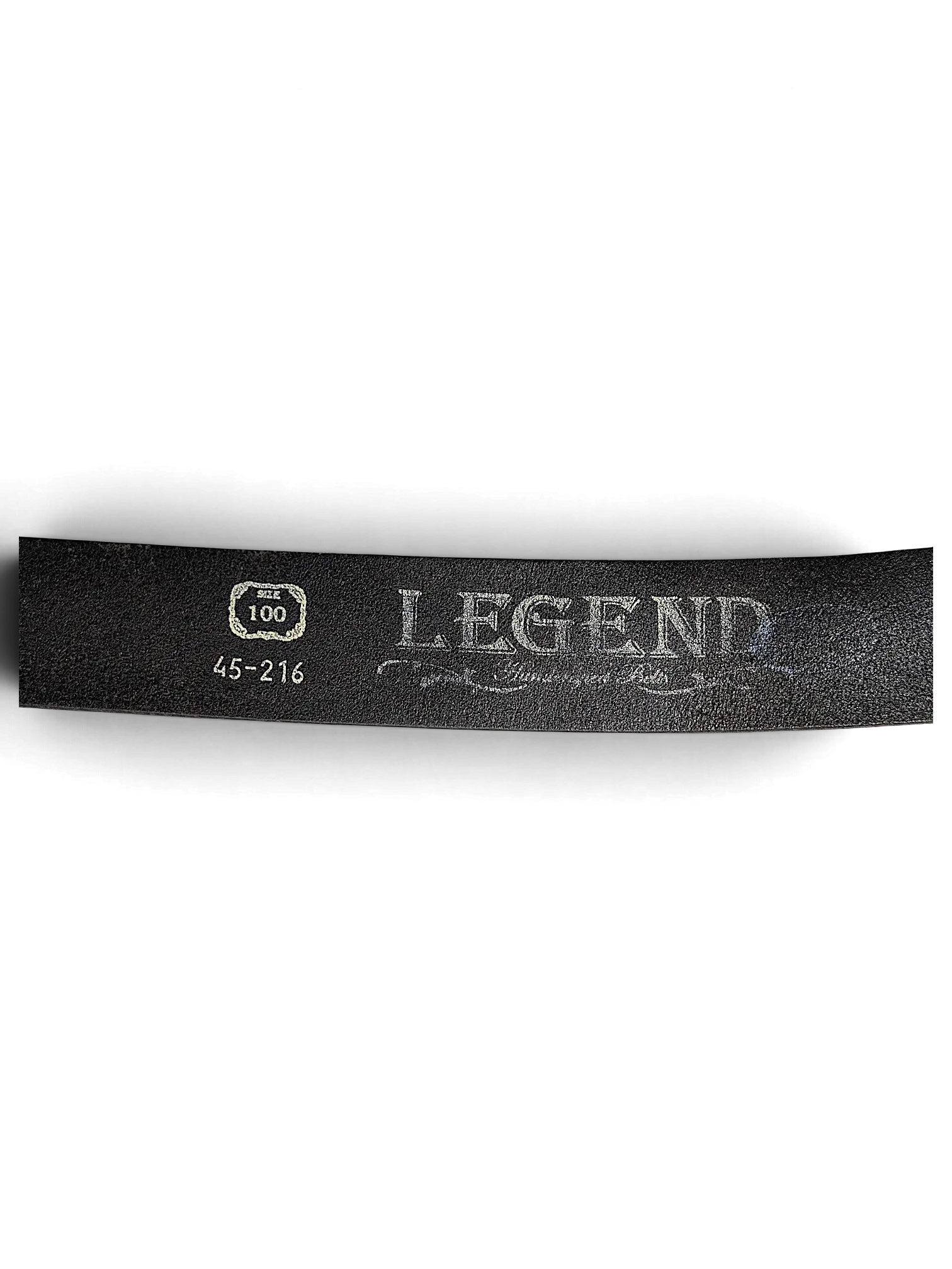 JAKE & IPI Legend black leather belt interior branding with size 100 stamp