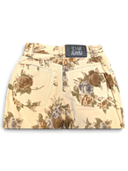 JAKE & IPI pre-owned Les Copains beige trousers featuring a tonal floral pattern and back pocket detail.