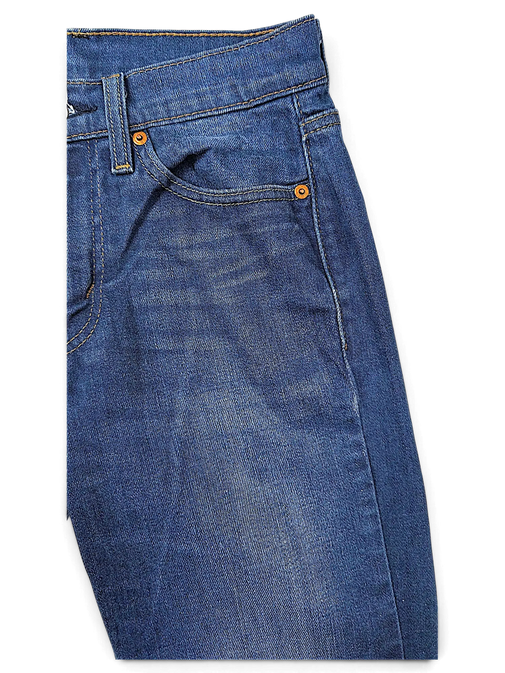 JAKE & IPI Levi's 514 straight leg blue denim jeans with classic copper rivets and button fly detail