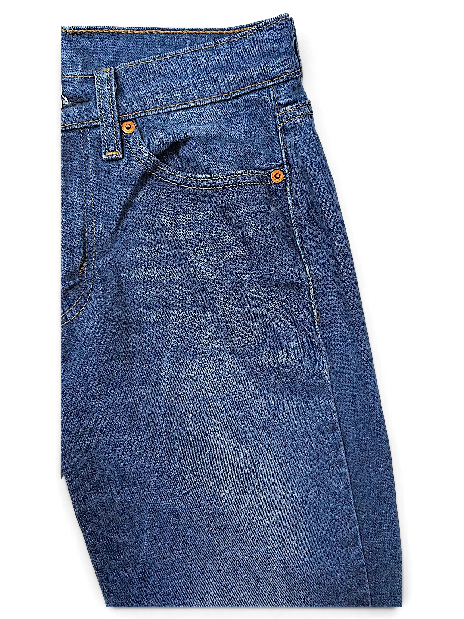 JAKE & IPI Levi's 514 straight leg blue denim jeans with classic copper rivets and button fly detail