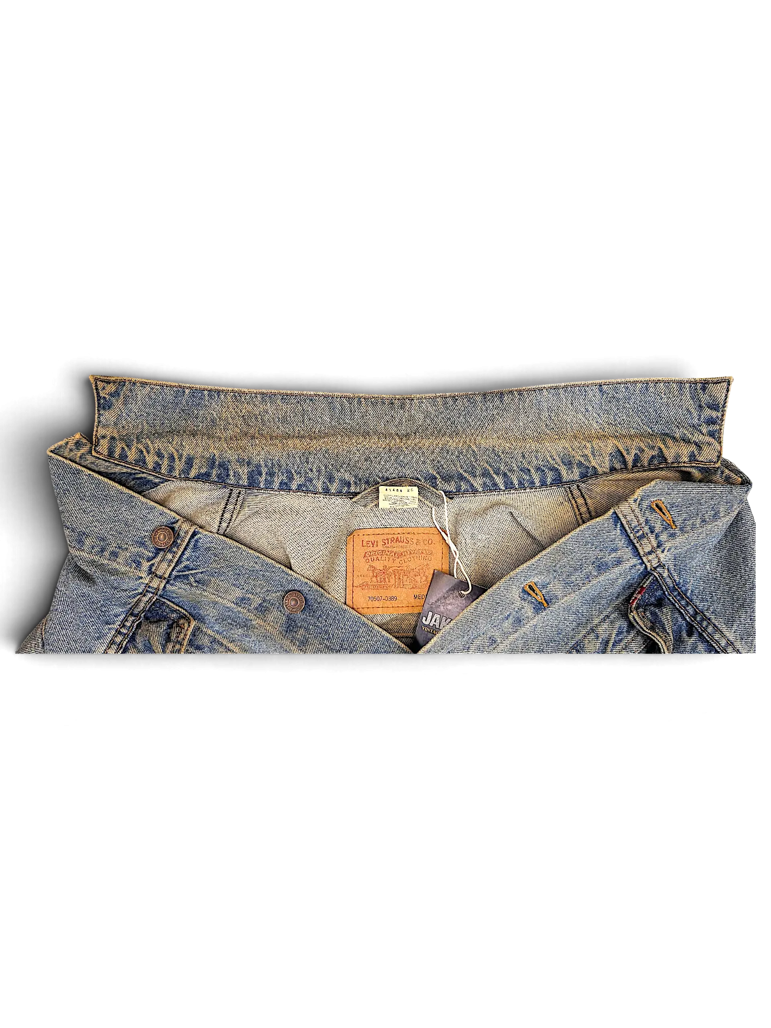 JAKE & IPI Levi's Strauss distressed blue denim jacket with vintage wash and classic collar detail