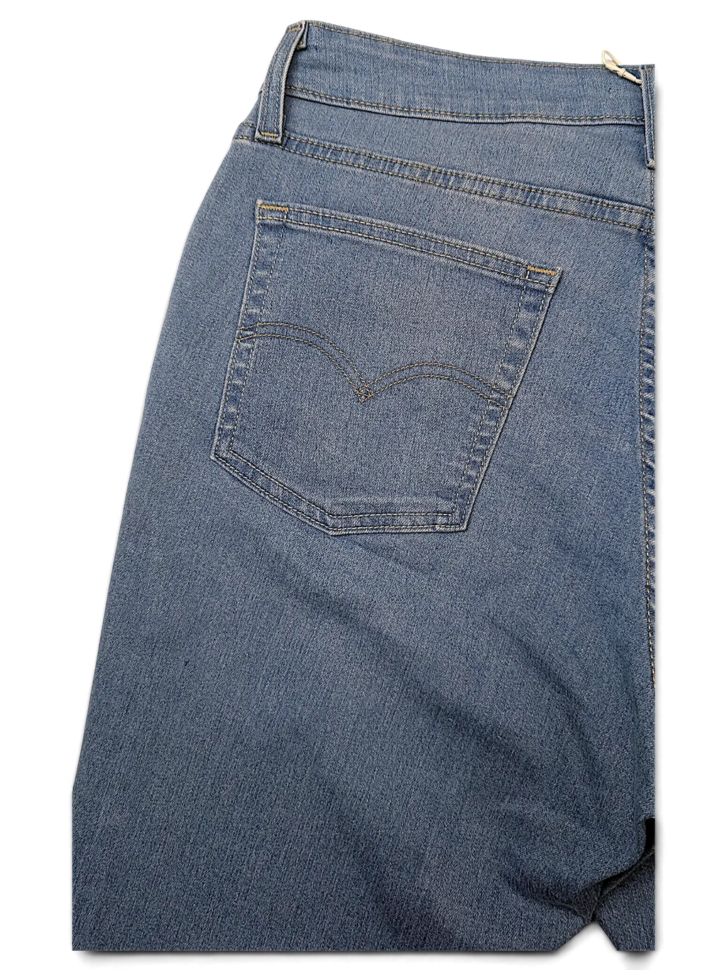 JAKE & IPI Levi's 726 flare jeans in light blue denim featuring a classic back pocket with signature arcuate stitch