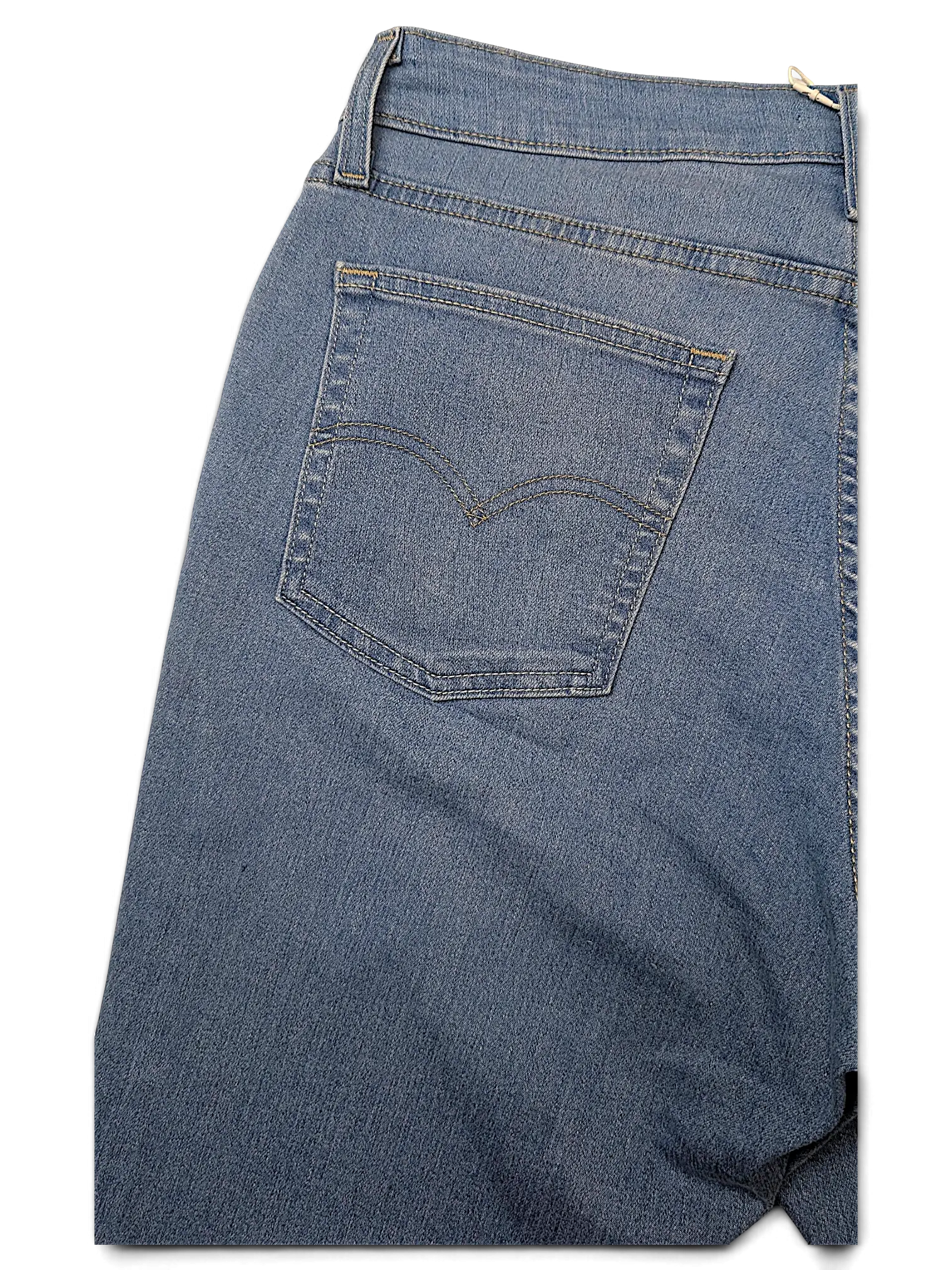 JAKE & IPI Levi's 726 flare jeans in light blue denim featuring a classic back pocket with signature arcuate stitch