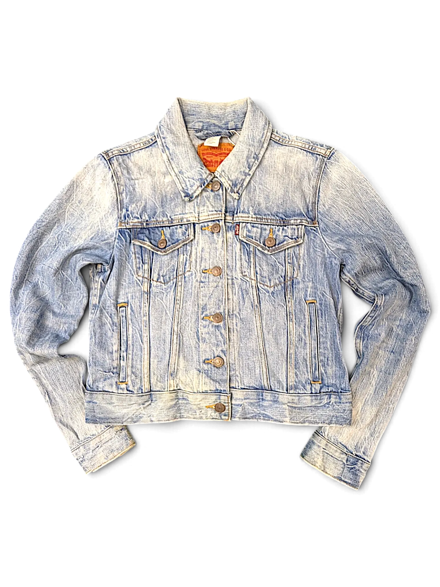 JAKE & IPI Levi's Strauss girls light wash denim jacket with button-up front and chest pockets