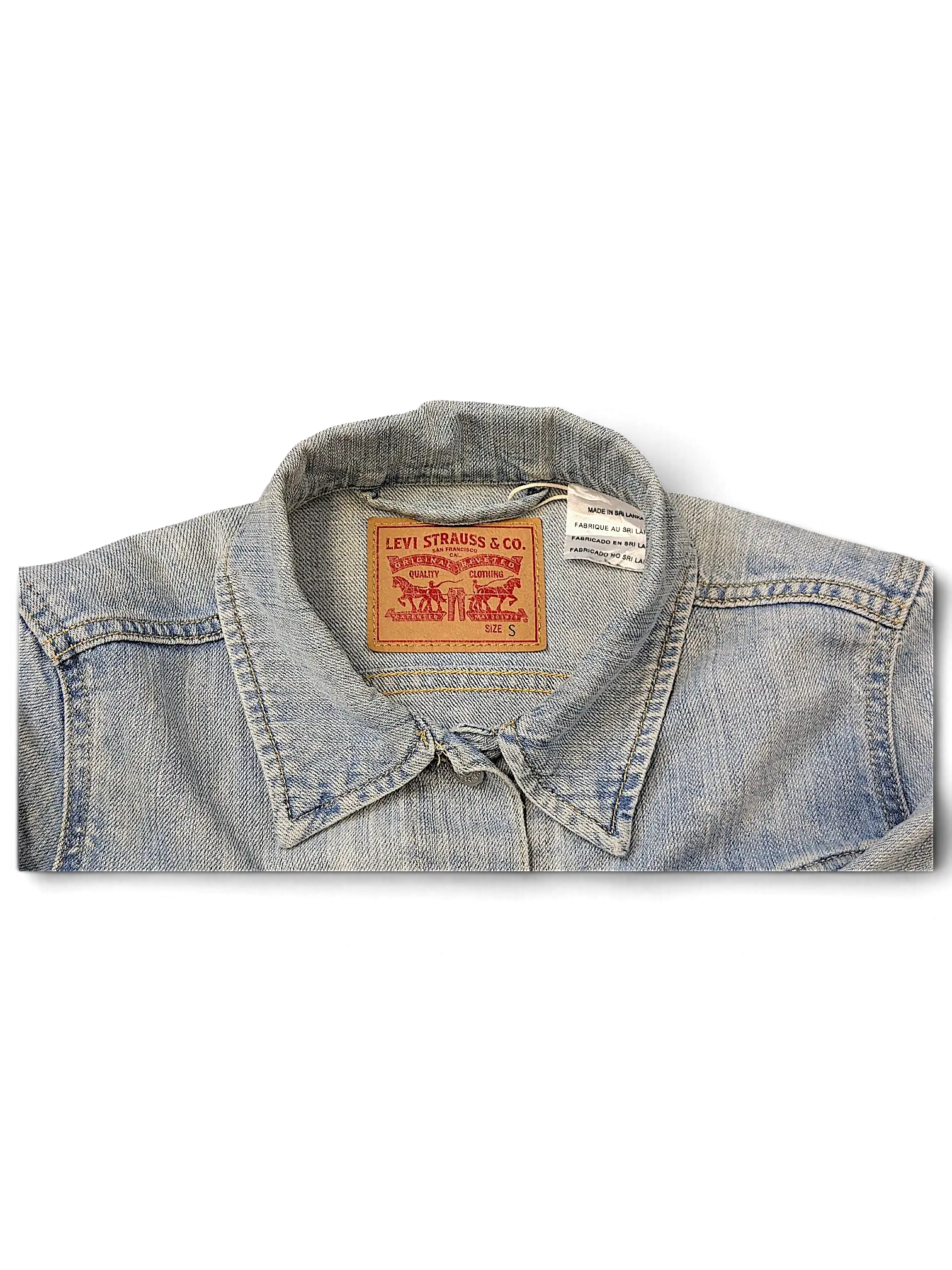 JAKE & IPI light wash denim Levi's Strauss & Co. girls jacket with size S label and classic collar
