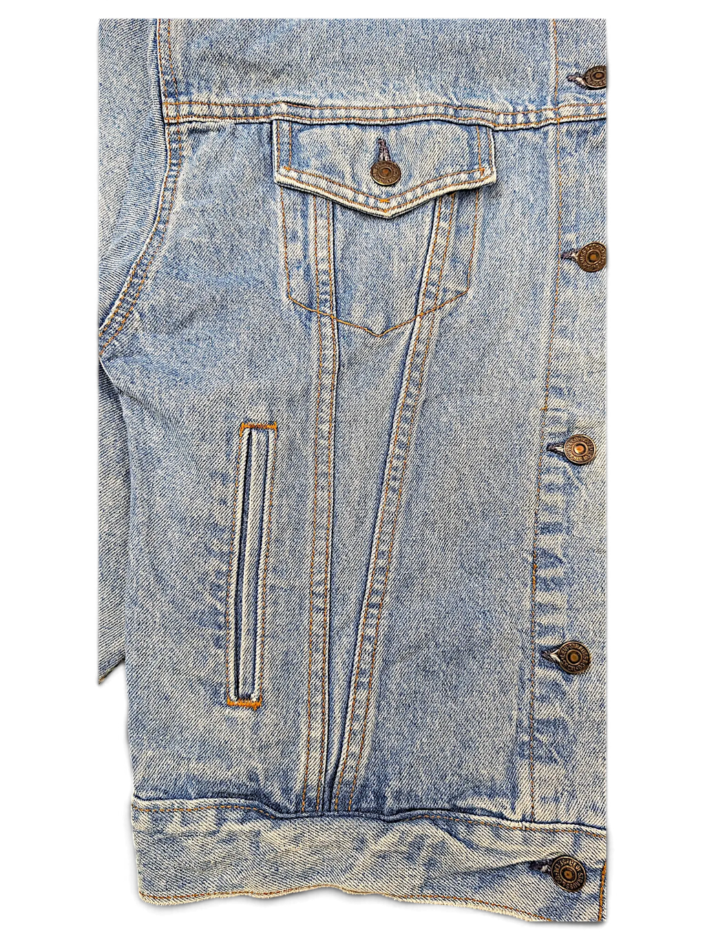 JAKE & IPI light wash denim jacket with buttoned chest pocket and side slit pocket detail