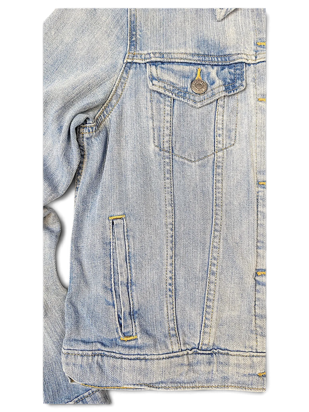 JAKE & IPI light wash denim Levi's Strauss S girls jacket with chest pockets and metal button closure