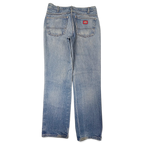 JAKE & IPI vintage light wash blue denim Dickies jeans with classic five-pocket construction and back logo patch