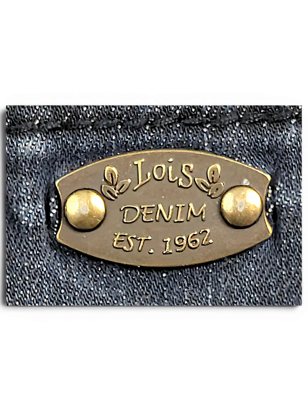 JAKE & IPI Lois Jane denim jeans featuring a vintage brass Lois Denim brand tag on the waistband