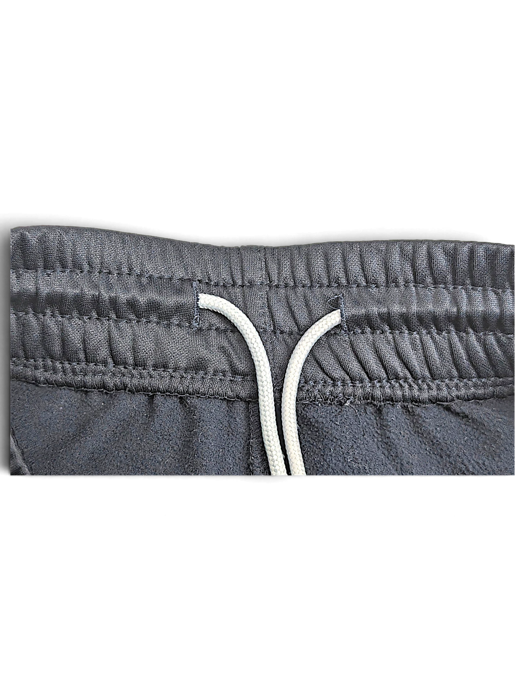 JAKE & IPI Lotto navy blue polyester track pants featuring an elasticated waistband with a white drawstring.