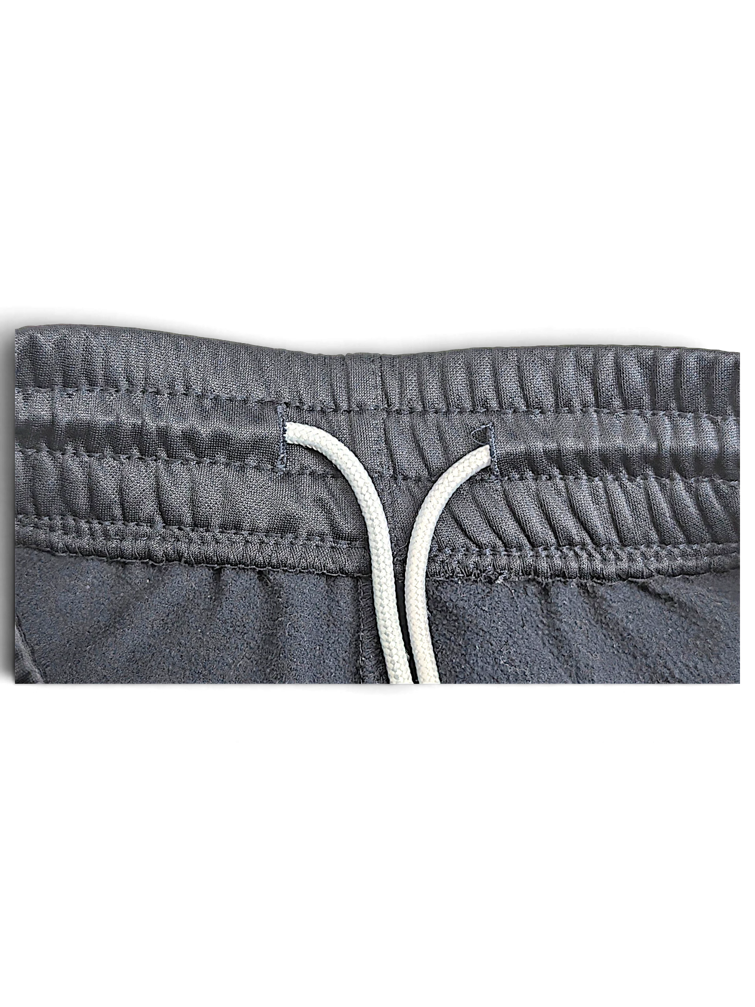 JAKE & IPI Lotto navy blue polyester track pants featuring an elasticated waistband with a white drawstring.
