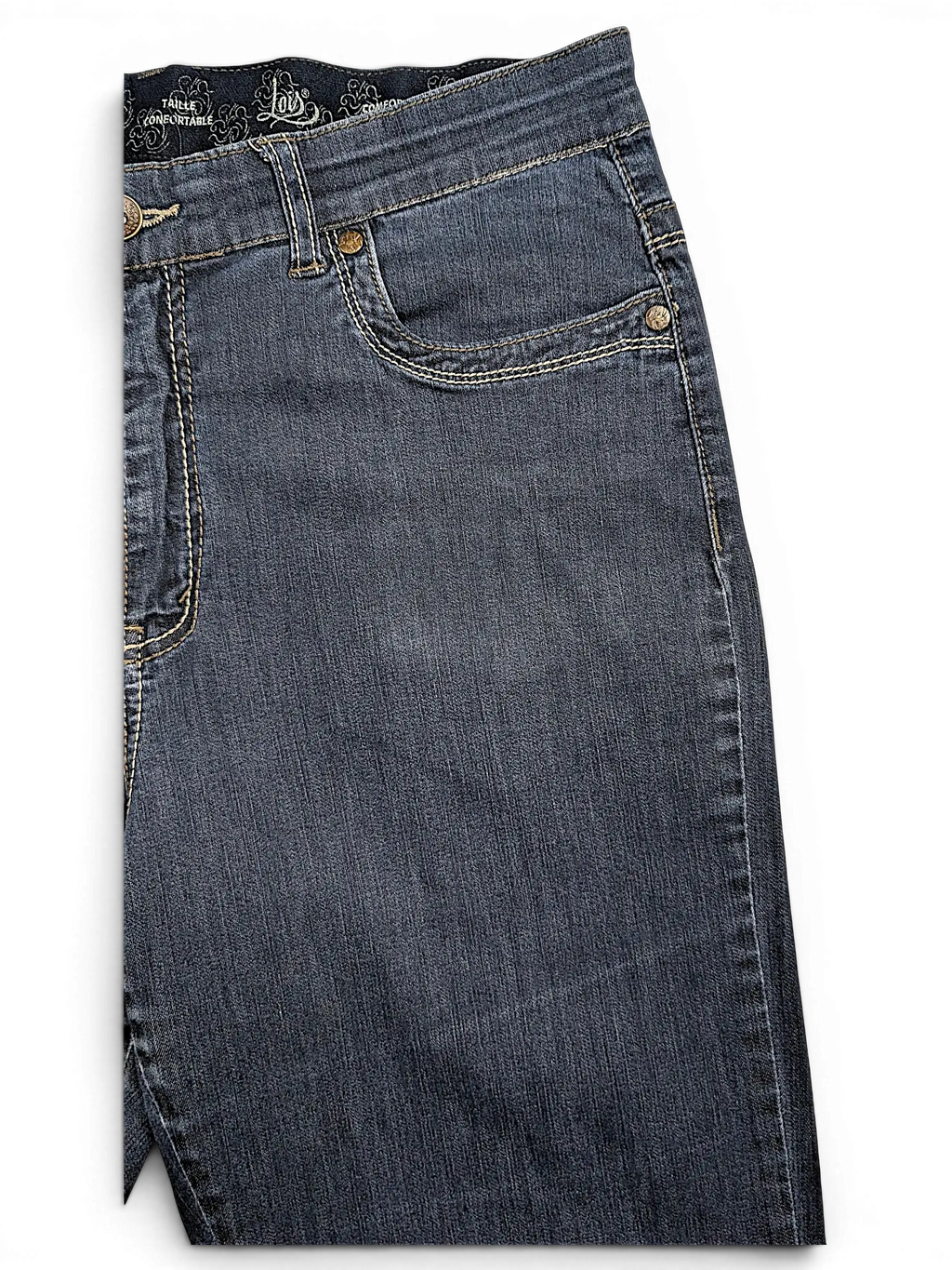 JAKE & IPI Lois Jane dark blue denim jeans with a comfort waist and contrast stitching