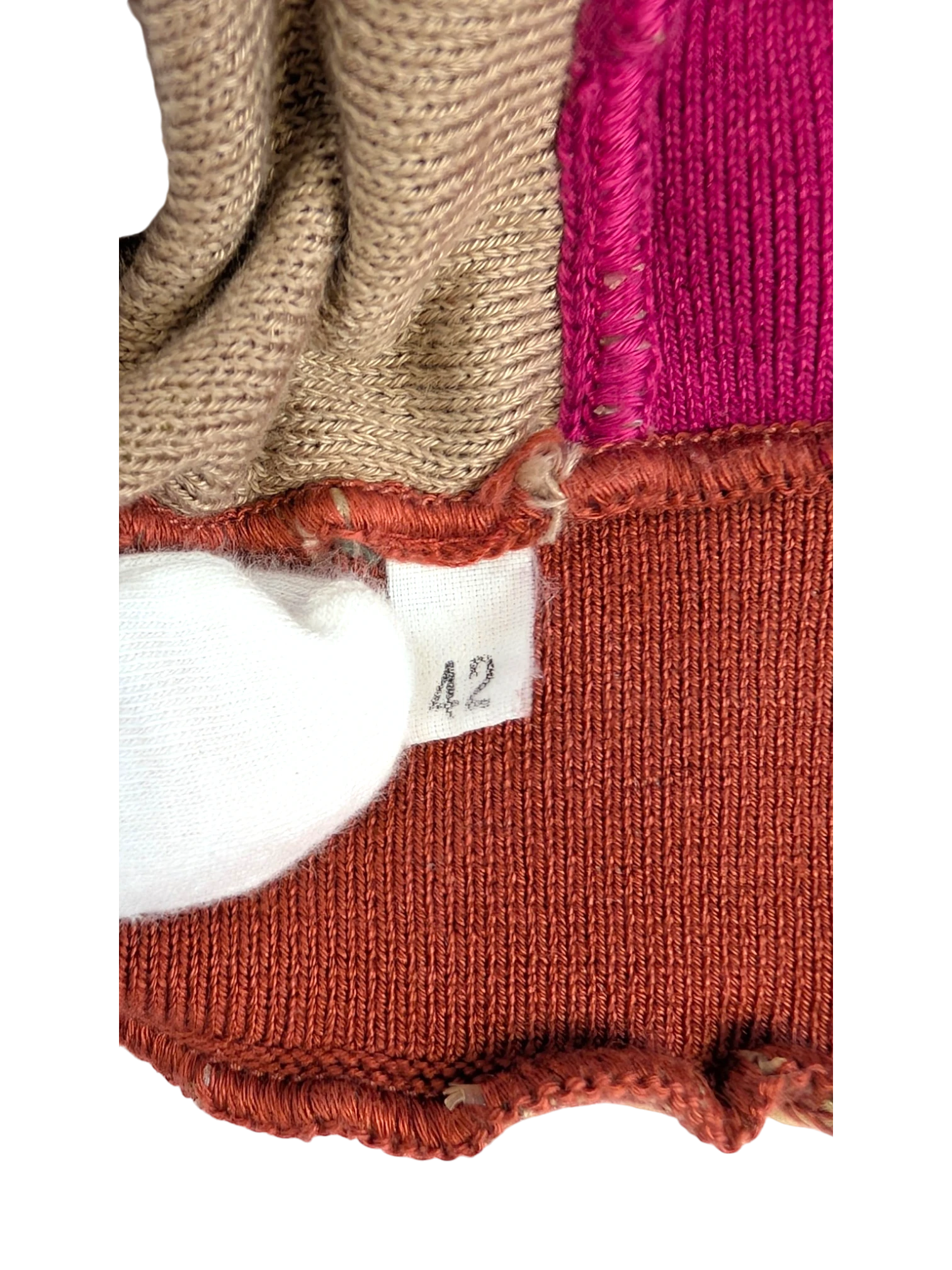JAKE & IPI M Missoni chevron stripe dress in pink, beige, and rust. Size IT 42. Cotton and linen blend.