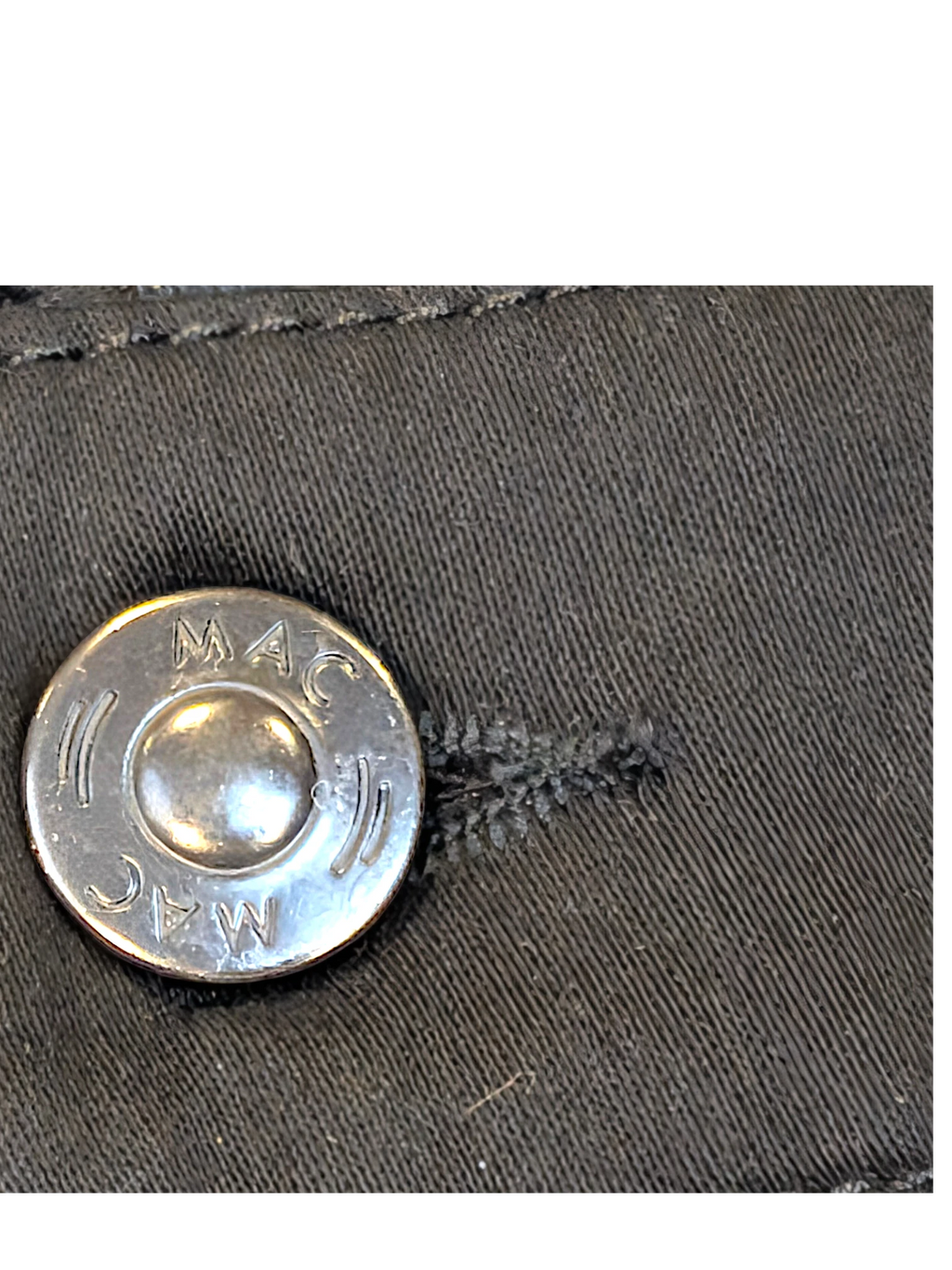 JAKE & IPI pre-owned MAC Jeans black bootcut trousers featuring a branded silver metal button detail