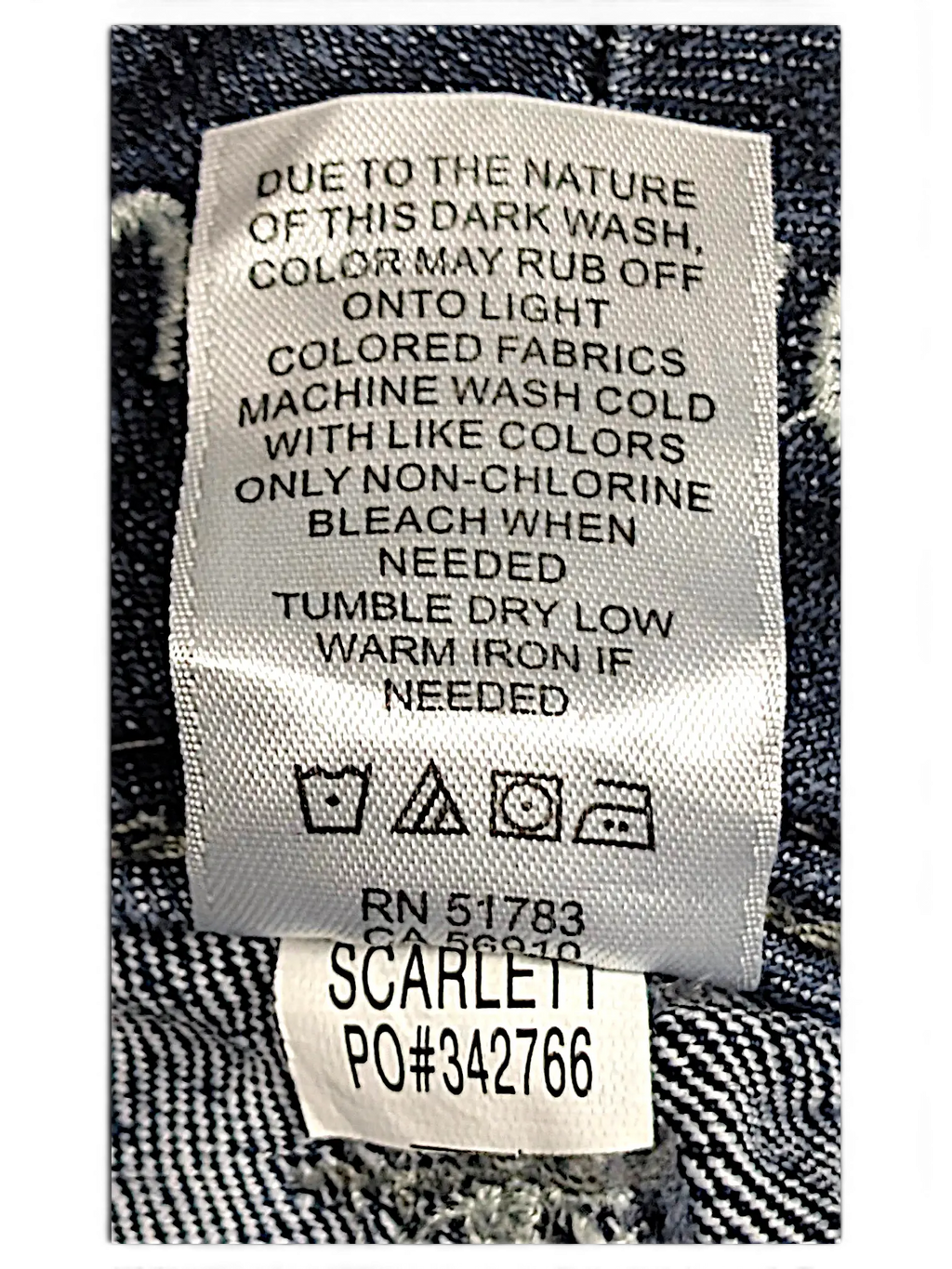 JAKE & IPI Maurices straight leg jeans size 16 dark wash denim care label detail