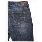 JAKE & IPI Maurices dark wash straight leg jeans with contrast stitching and embroidered back pocket detail