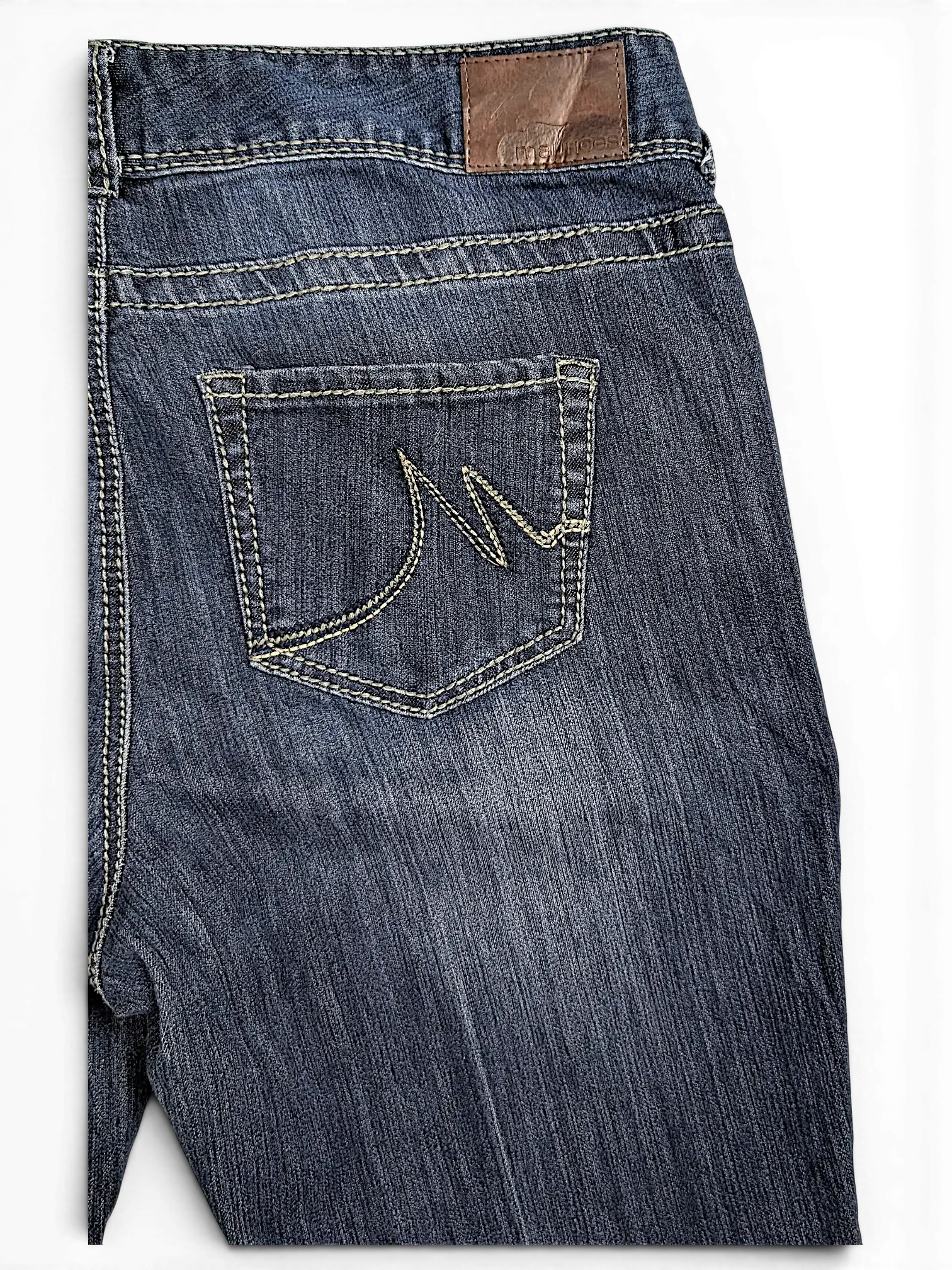 JAKE & IPI Maurices dark wash straight leg jeans with contrast stitching and embroidered back pocket detail