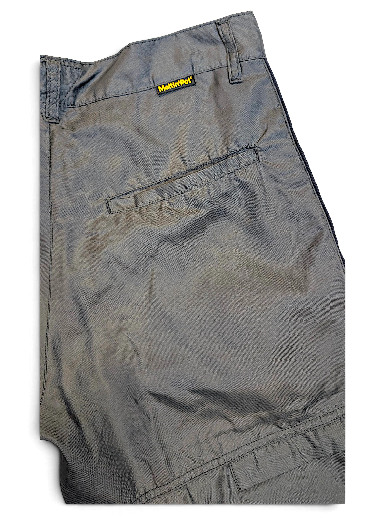 JAKE & IPI Meltin'Pot dark khaki windbreaker pants featuring a back pocket and branded label detail