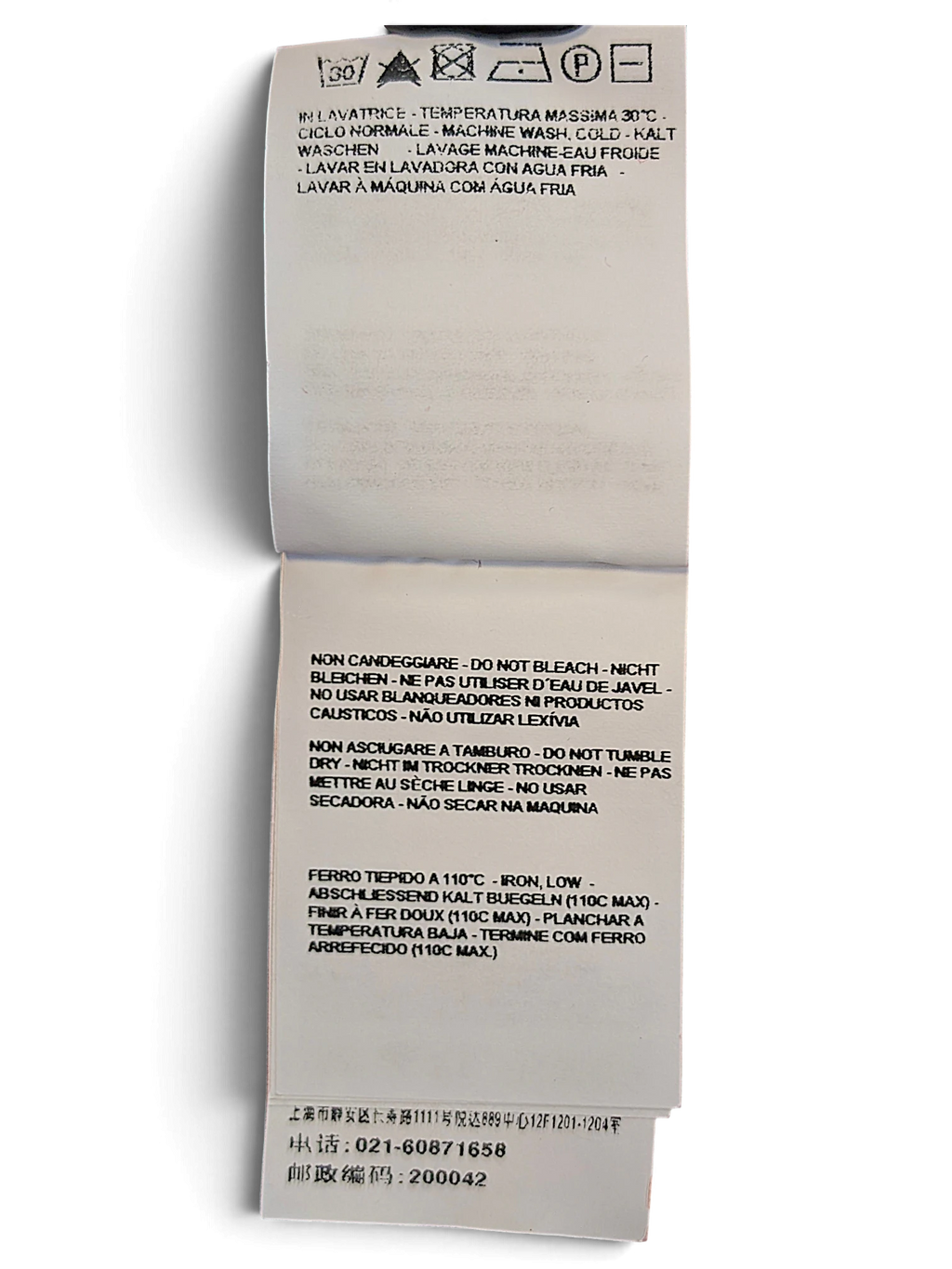 JAKE & IPI Miss Sixty red denim jeans care and washing instructions label with international symbols