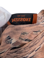 JAKE & IPI Missoni abstract jacquard knit crewneck sweater in rust, beige, cream, and charcoal earth tones. Made in Italy.