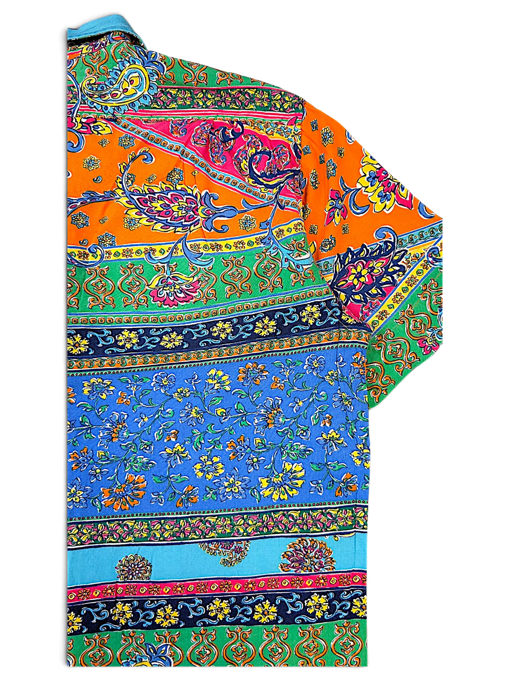 JAKE & IPI IBE polo shirt featuring a vibrant multicolor paisley and floral print pattern on lightweight fabric