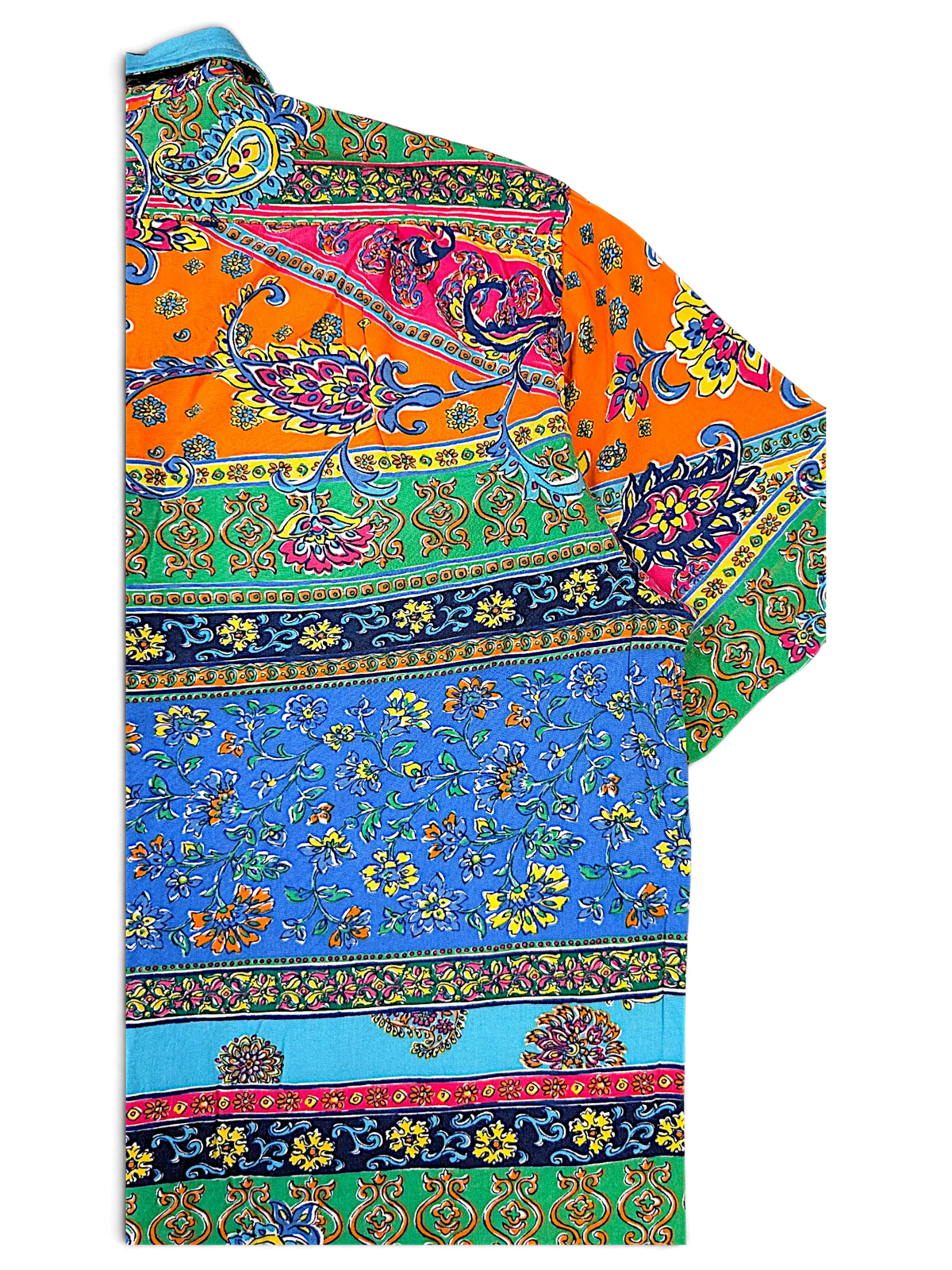 JAKE & IPI IBE polo shirt featuring a vibrant multicolor paisley and floral print pattern on lightweight fabric