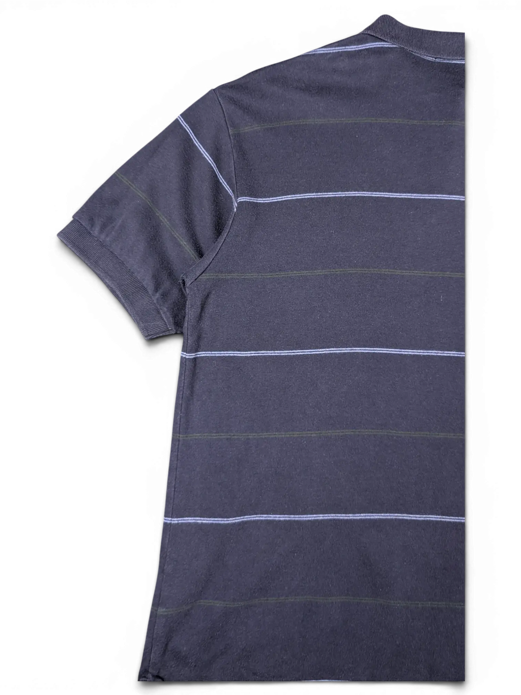 JAKE & IPI pre-owned navy Nautica polo shirt featuring subtle horizontal stripes and short sleeves.