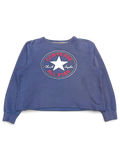 JAKE & IPI navy blue cropped Converse sweatshirt with a large white and red circular logo graphic on the front